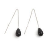 Zilveren Onyx Oorhangers - Zilveren Oorbellen met Zwarte Edelsteen - Lichtgewicht Doorrijg Oorbel